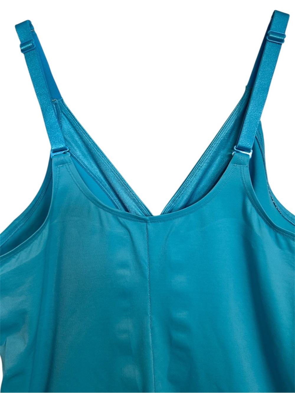 Ruby Ribbon Turquoise  V-Neck Satin Trim Cami Shapewear Top - Picture 3 of 6
